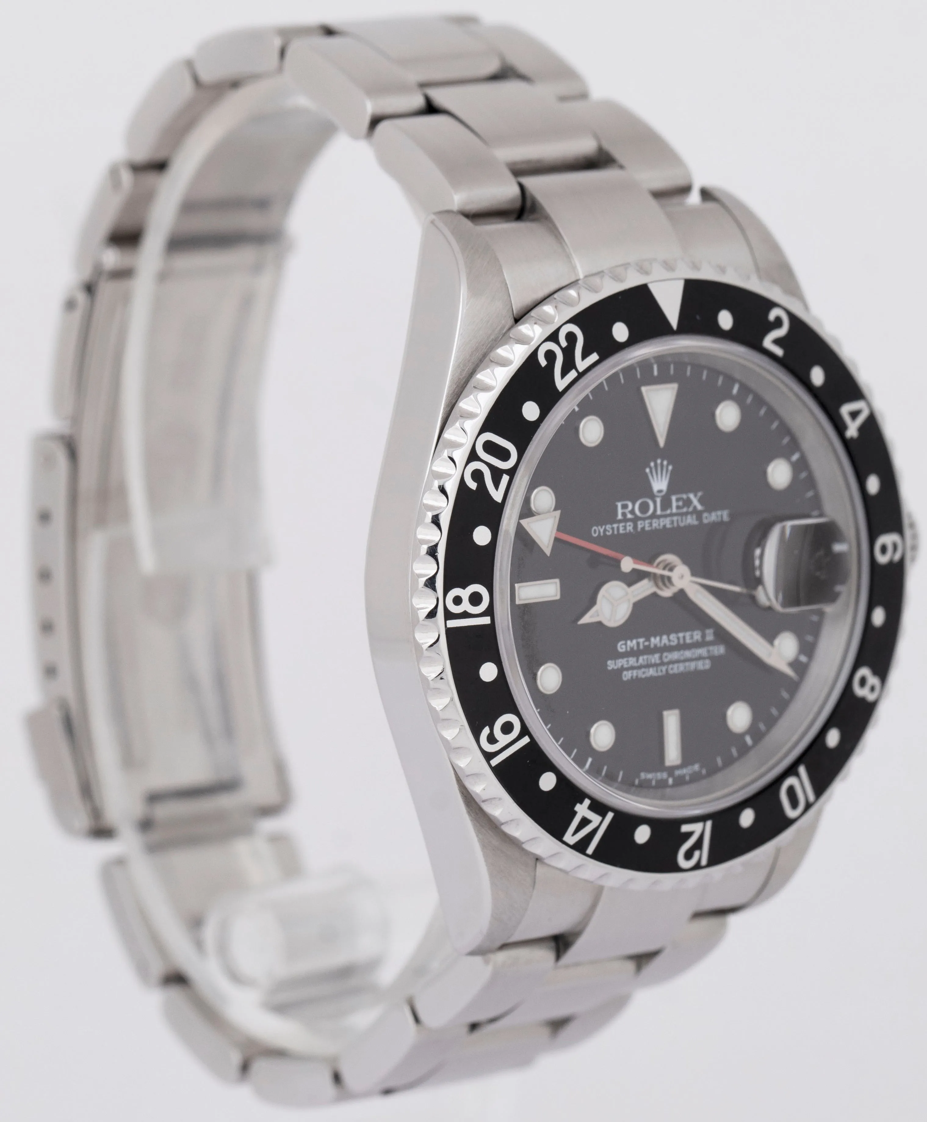 MINT PAPERS Rolex GMT-Master II 40mm Black NO-HOLES Stainless 16710 Watch BOX