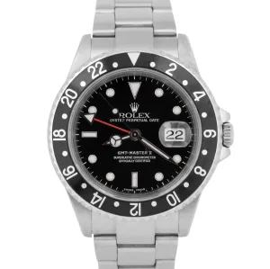 MINT PAPERS Rolex GMT-Master II 40mm Black NO-HOLES Stainless 16710 Watch BOX