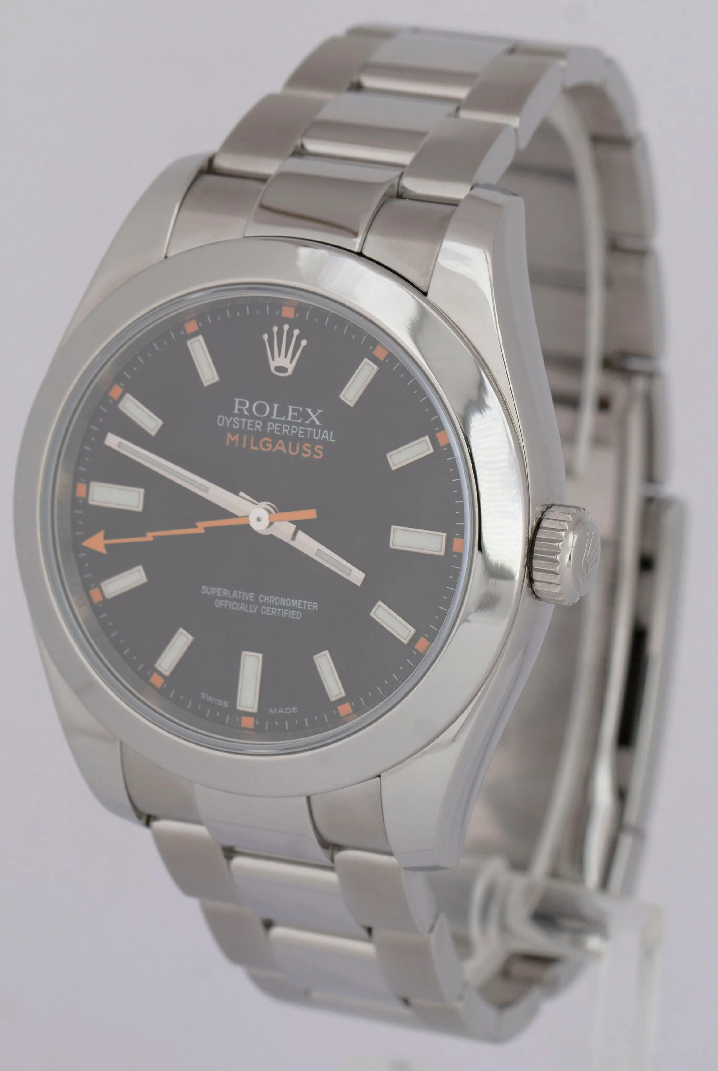 MINT PAPERS Rolex Milgauss 116400 Black Orange 40mm Stainless Steel Watch BOX
