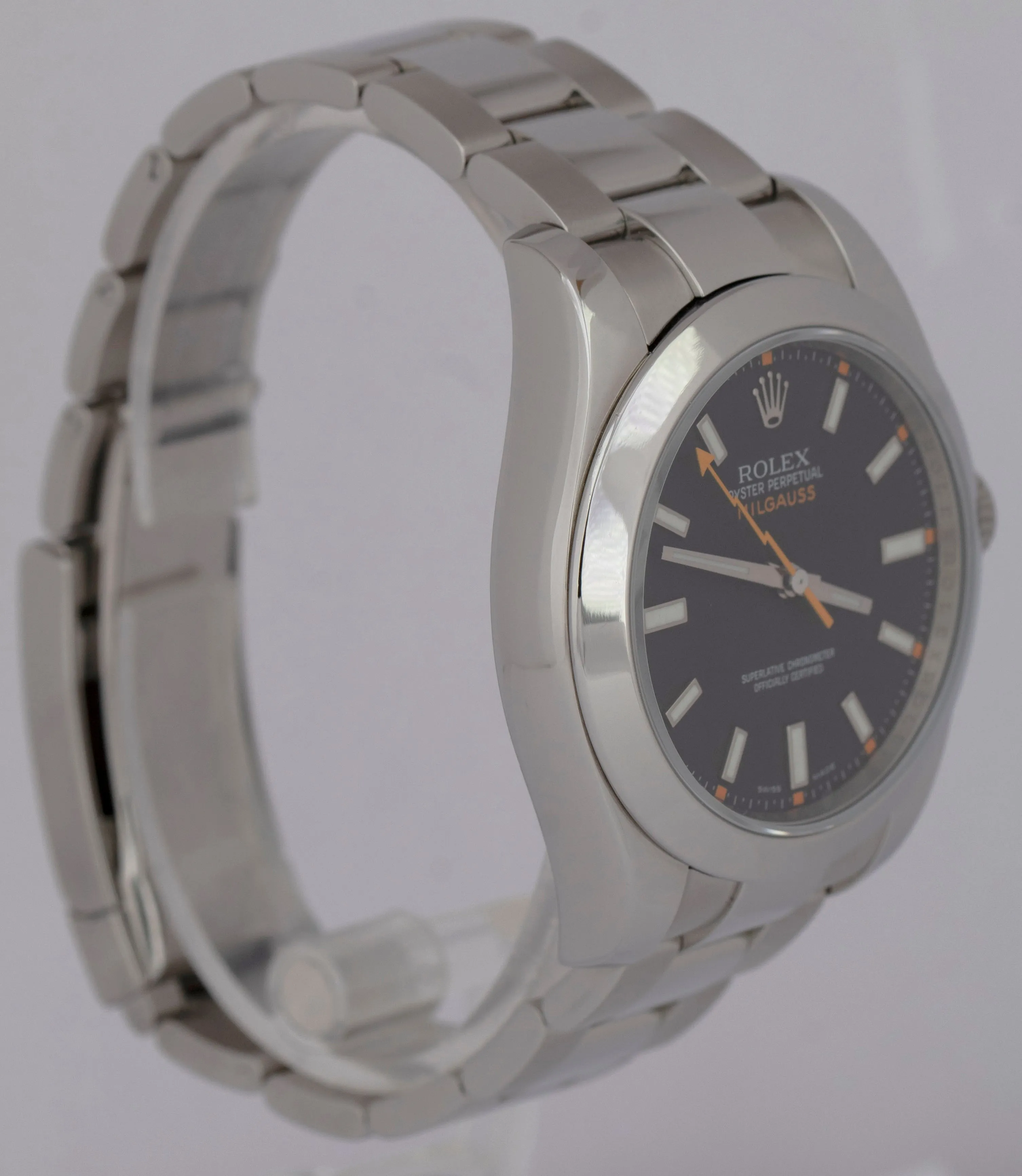 MINT PAPERS Rolex Milgauss 116400 Black Orange 40mm Stainless Steel Watch BOX