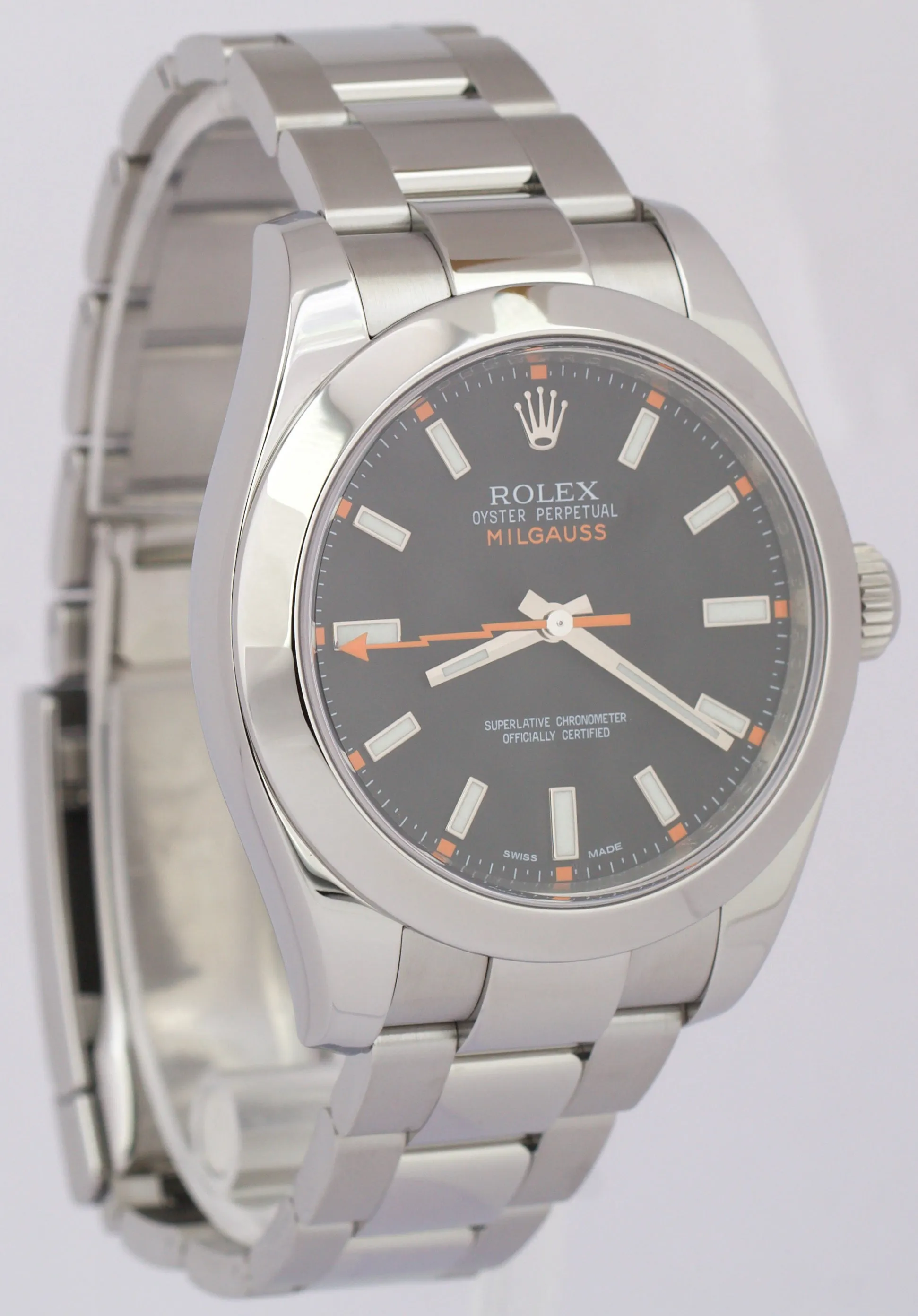 MINT PAPERS Rolex Milgauss Black Orange 40mm 116400 Stainless Steel Watch BOX