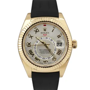 MINT PAPERS Rolex Sky-Dweller 42mm 18K Yellow Gold SILVER ROMAN 326138 Watch BOX