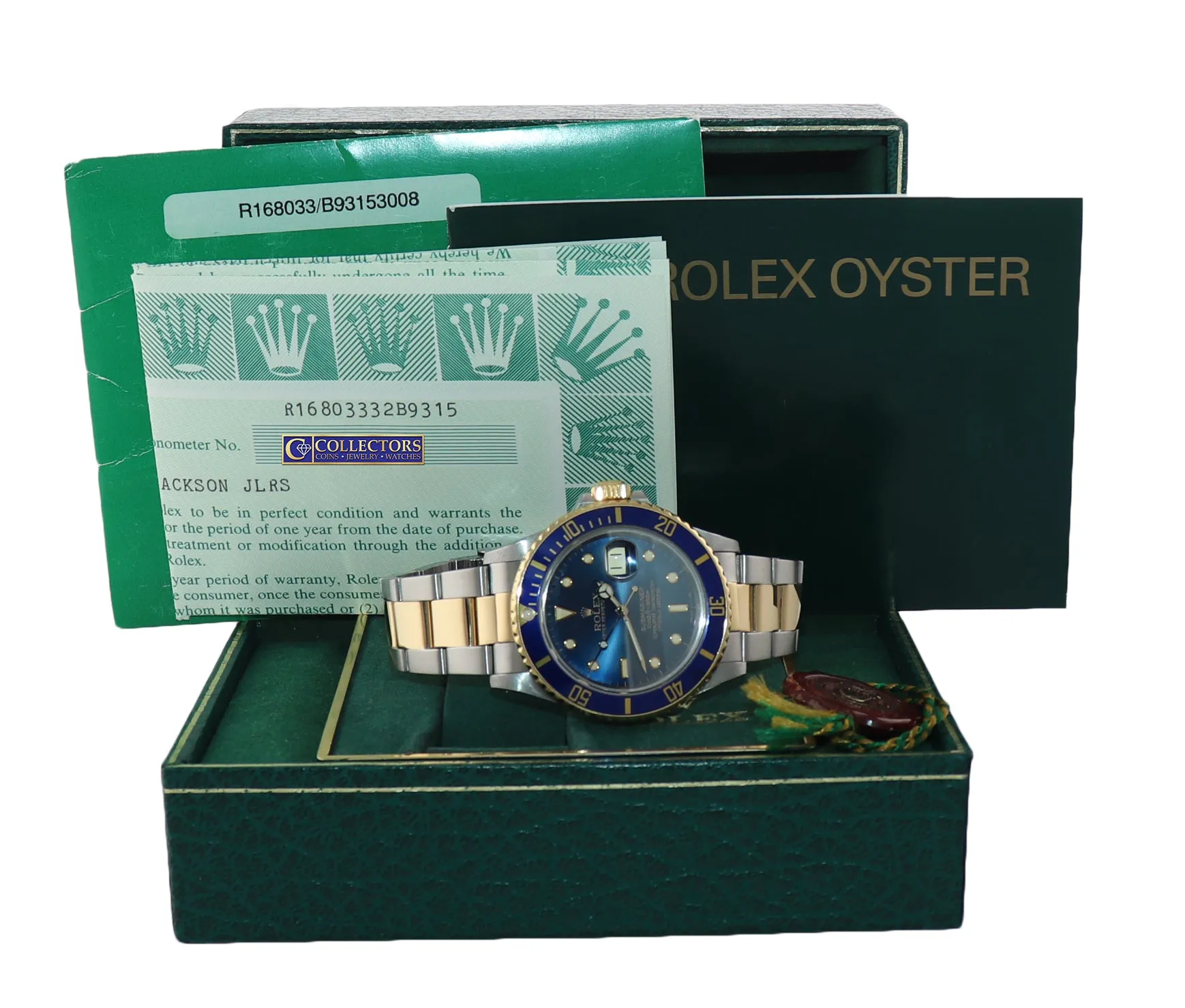 MINT PAPERS Rolex Submariner Date 16803 18K Gold Steel Two Tone Blue Watch Box