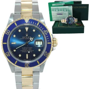 MINT PAPERS Rolex Submariner Date 16803 18K Gold Steel Two Tone Blue Watch Box