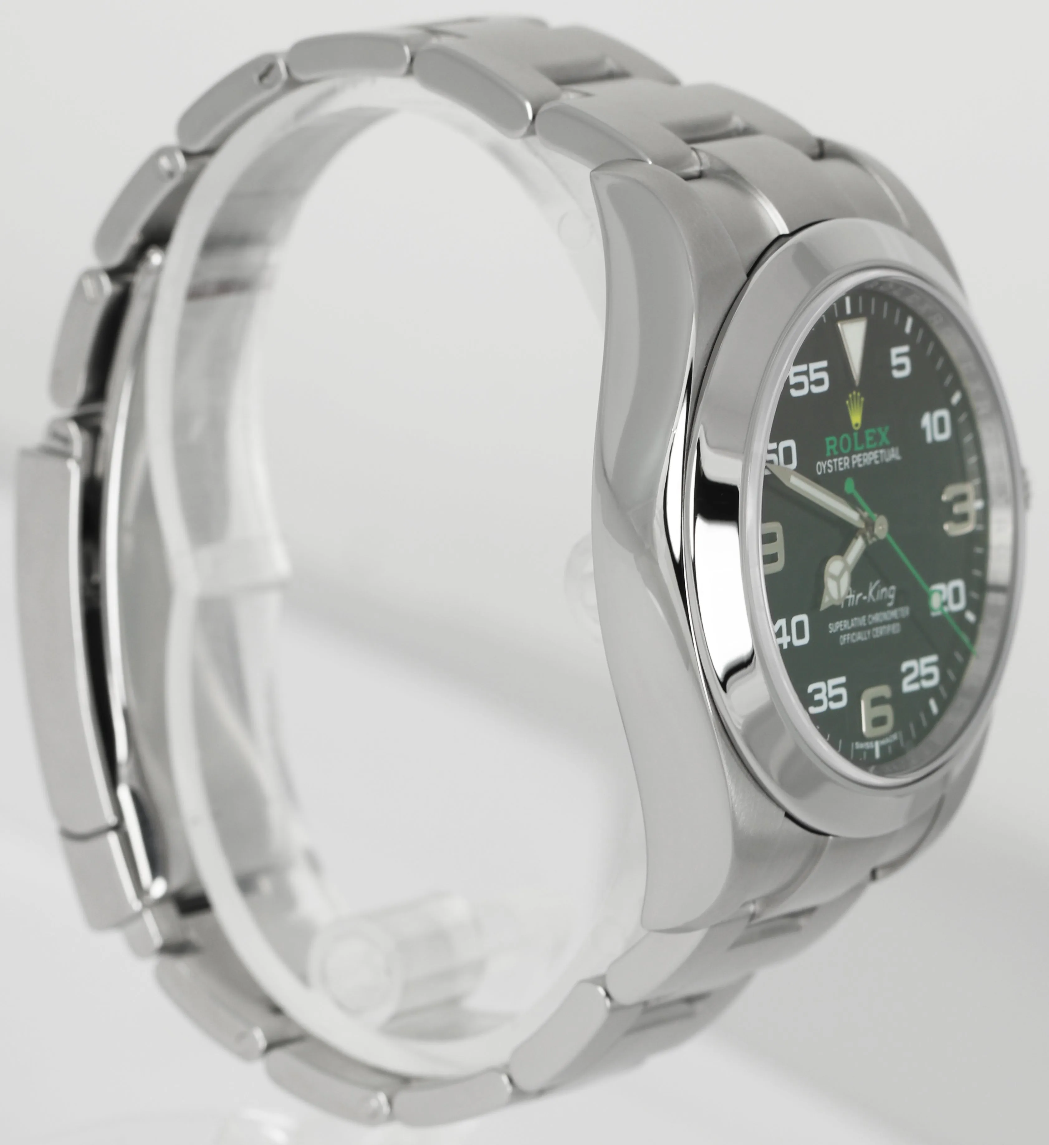 MINT Rolex Air-King 40mm Green Black Stainless Steel Arabic Oyster Watch 116900