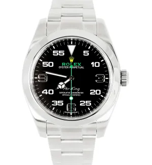 MINT Rolex Air-King 40mm Green Black Stainless Steel Arabic Oyster Watch 116900