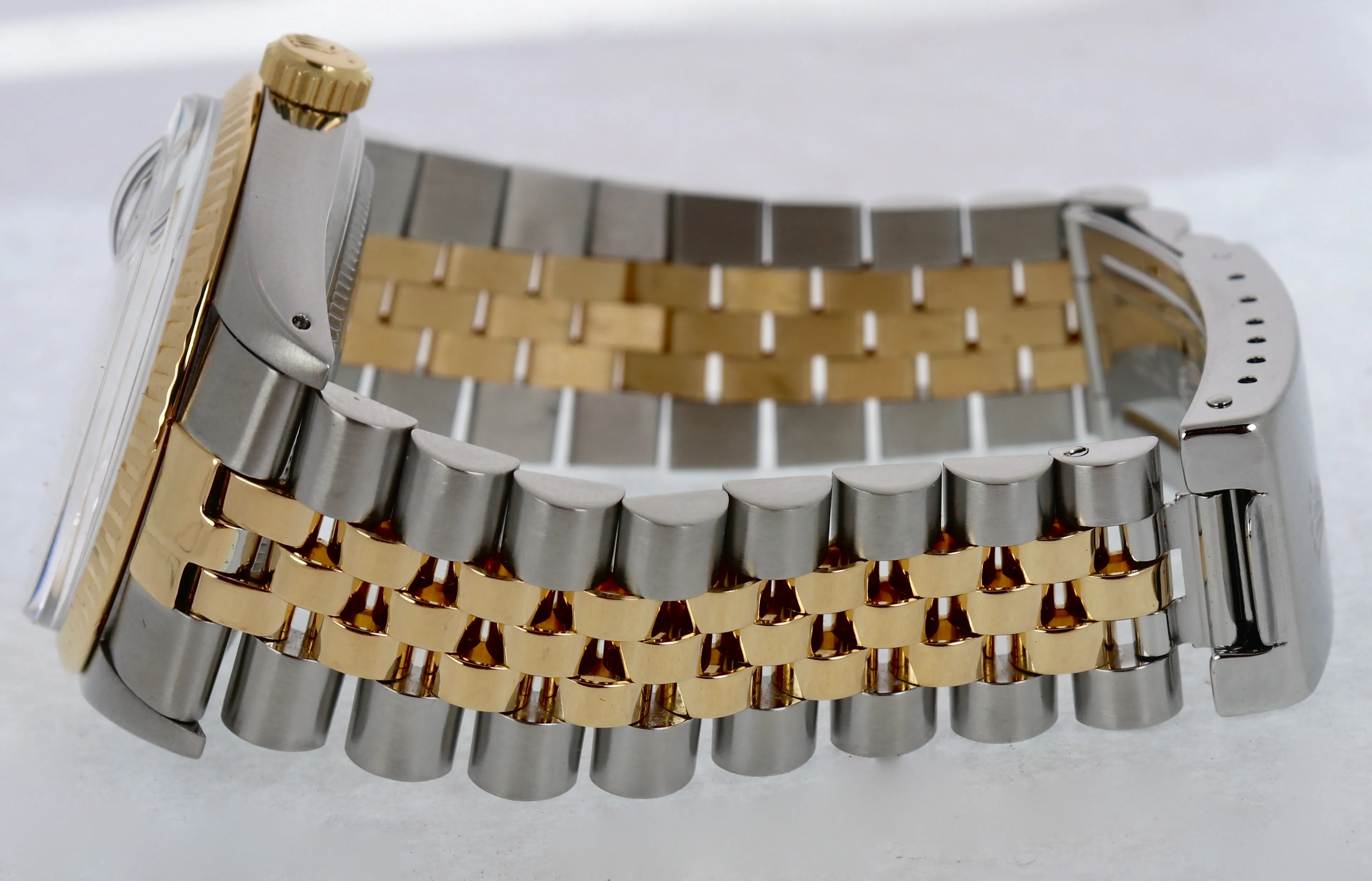 Mint Rolex DateJust 36mm 16013 White Roman 18K Two-Tone Gold Steel Jubilee Watch