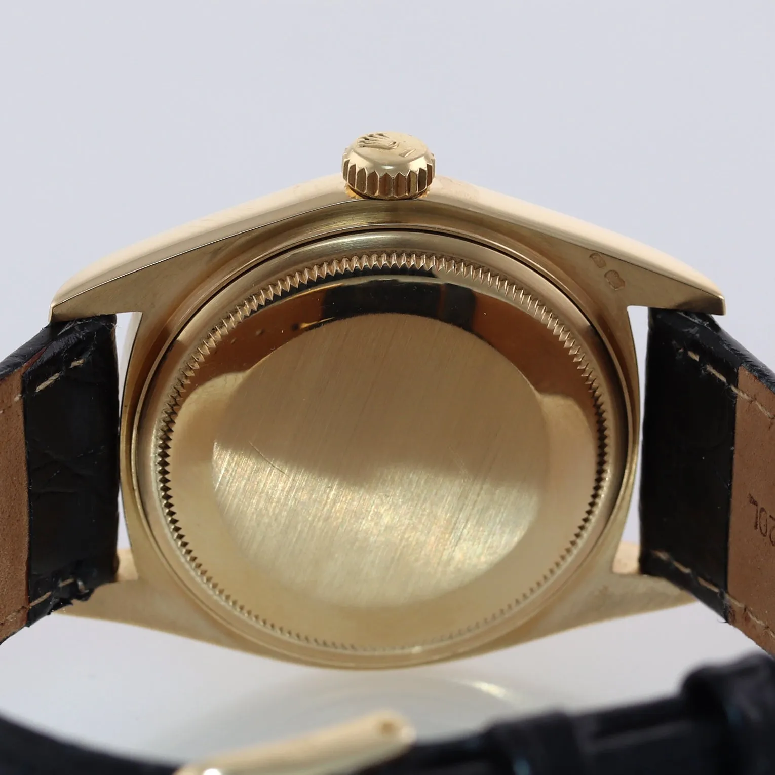 MINT Rolex DateJust 36mm 16018 18K Yellow Gold Champagne Dial Leather Watch