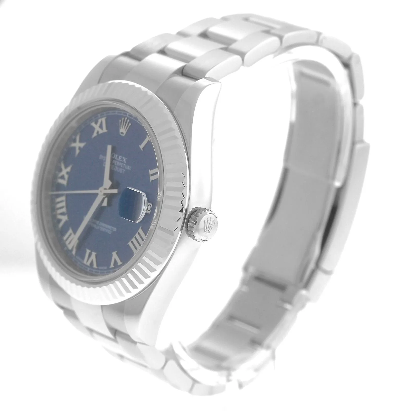 MINT Rolex Datejust II 2 41MM Blue Azzurro Roman 116334 Stainless 18K Gold Watch
