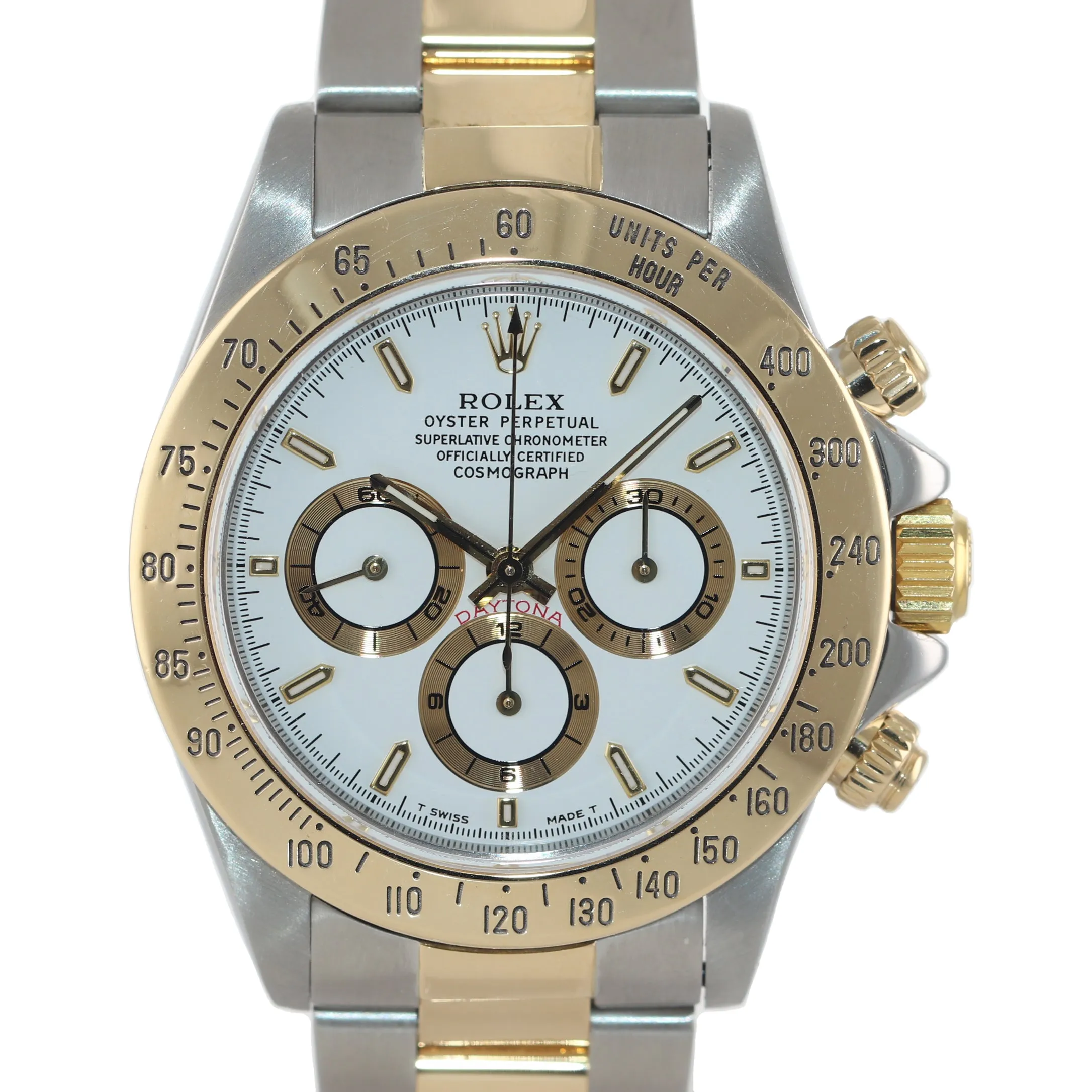 MINT Rolex Daytona 16523 Zenith Two Tone 18 Yellow Gold White Tritium Dial