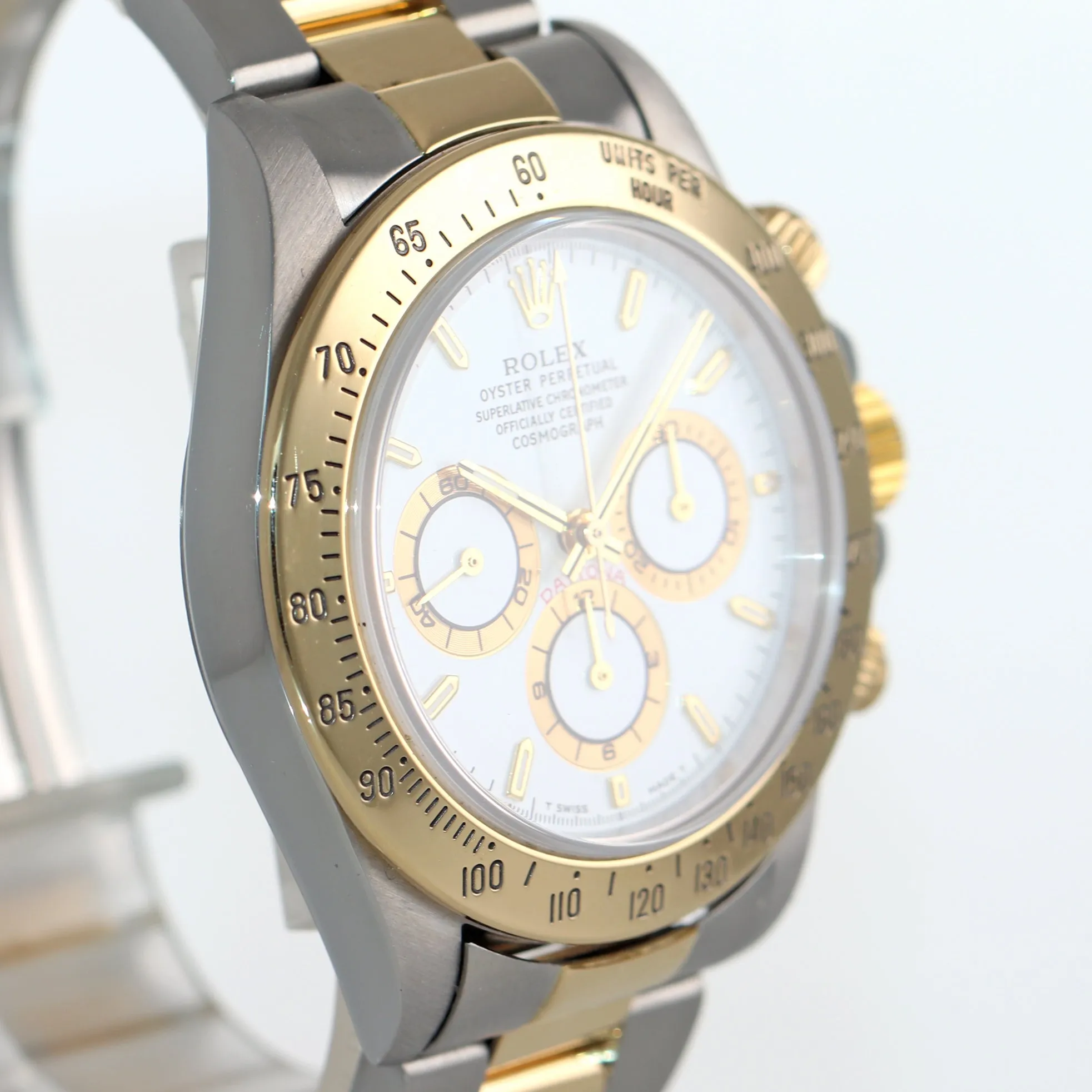 MINT Rolex Daytona 16523 Zenith Two Tone 18 Yellow Gold White Tritium Dial