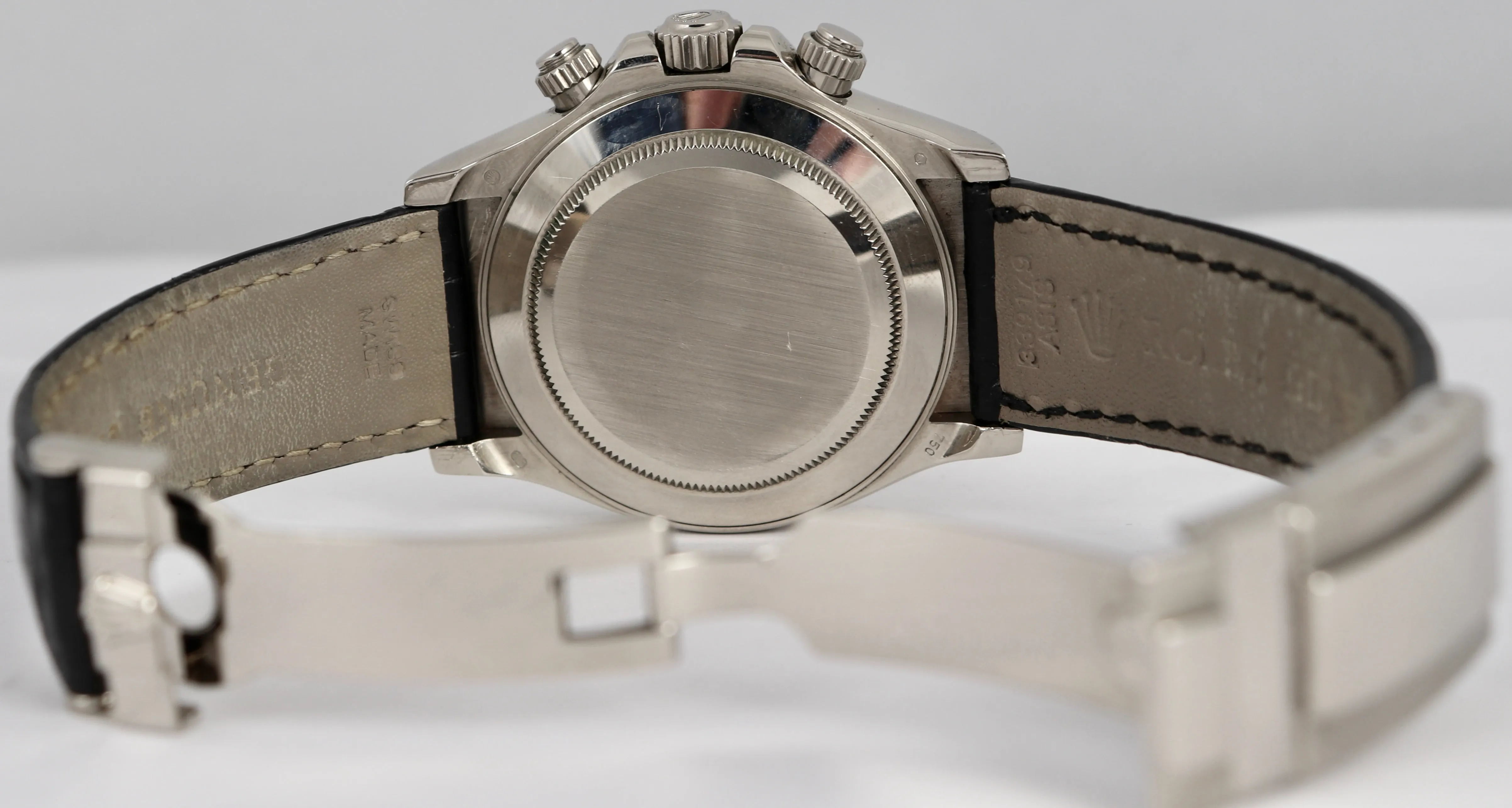 MINT Rolex Daytona Cosmograph Black 40mm 18K White Gold Leather Watch 116519 BOX