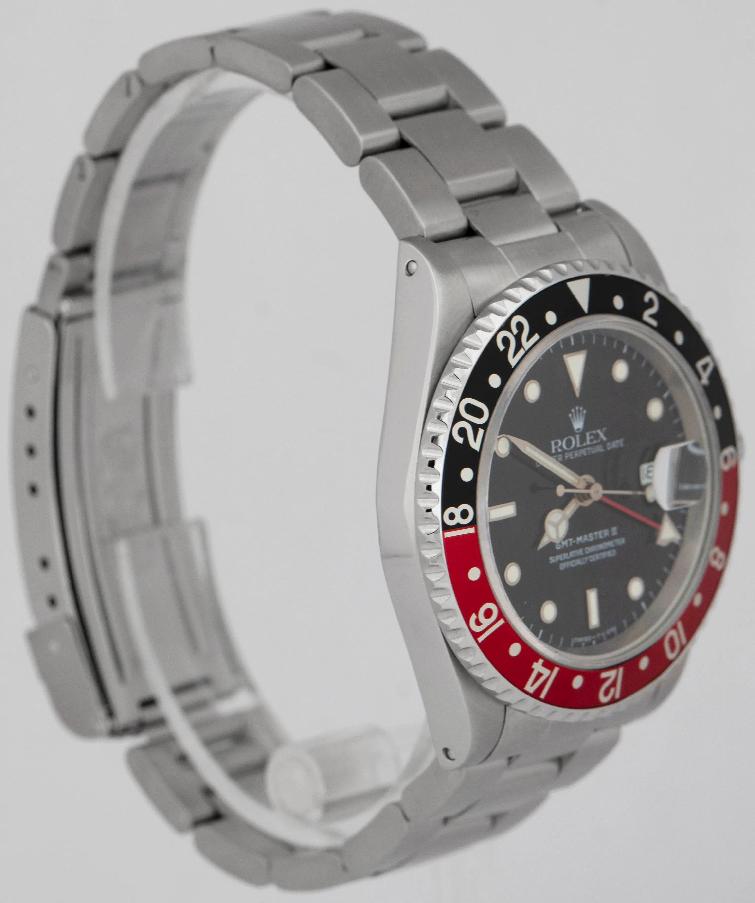 MINT Rolex GMT-Master II 40mm Coke Red Black Stainless Steel Oyster Watch 16710