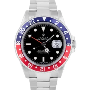 MINT Rolex GMT-Master II Pepsi ERROR STICK NO-HOLES Steel Black 40mm 16710 Watch