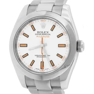 MINT Rolex Milgauss 116400 White Anti-Magnetic Stainless Steel Oyster 40mm Watch