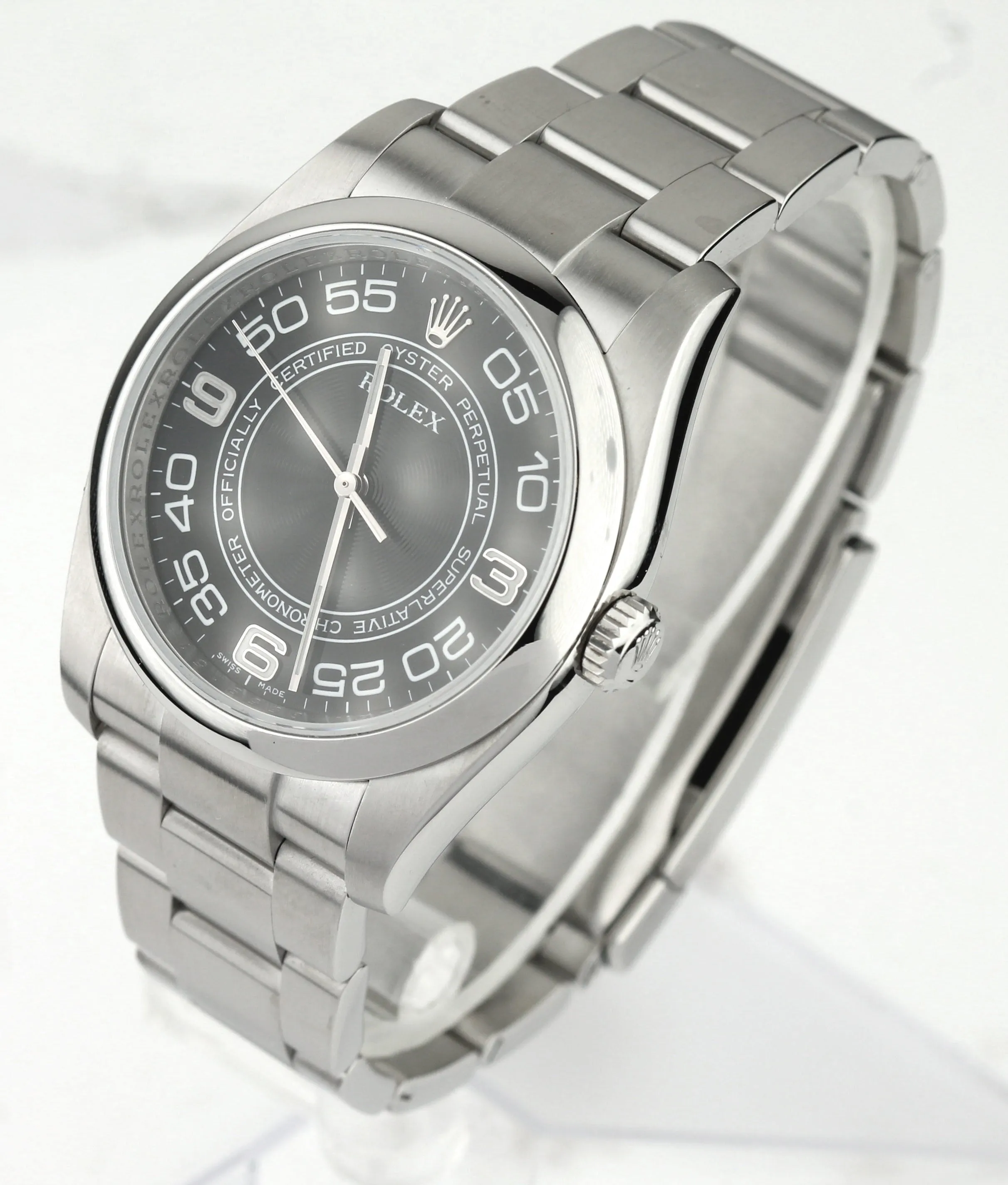 MINT Rolex Oyster Perpetual 116000 36mm Black Concentric Stainless Steel Watch