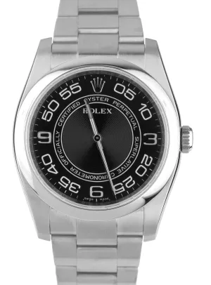 MINT Rolex Oyster Perpetual 116000 36mm Black Concentric Stainless Steel Watch