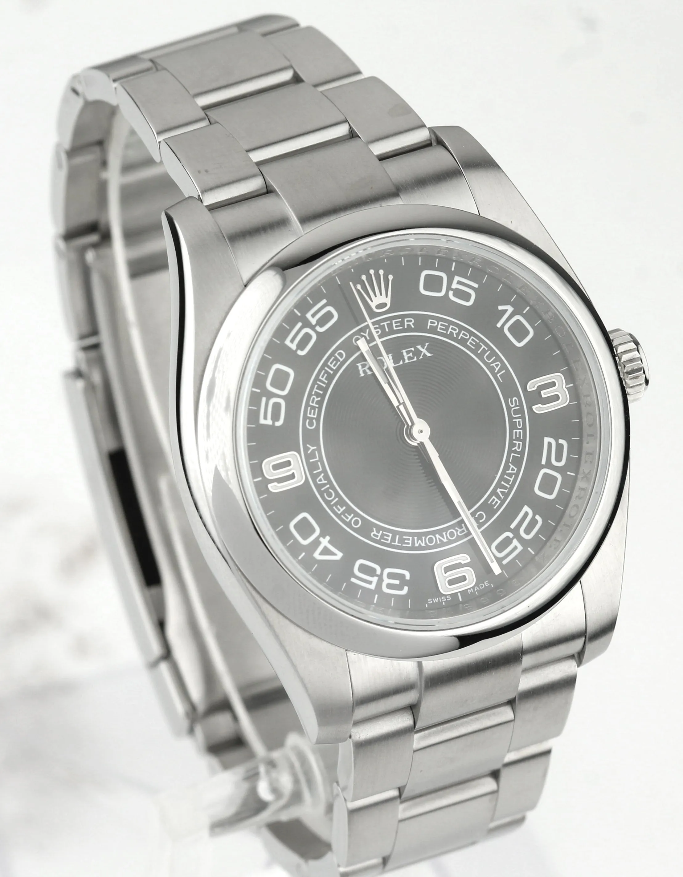 MINT Rolex Oyster Perpetual 116000 36mm Black Concentric Stainless Steel Watch