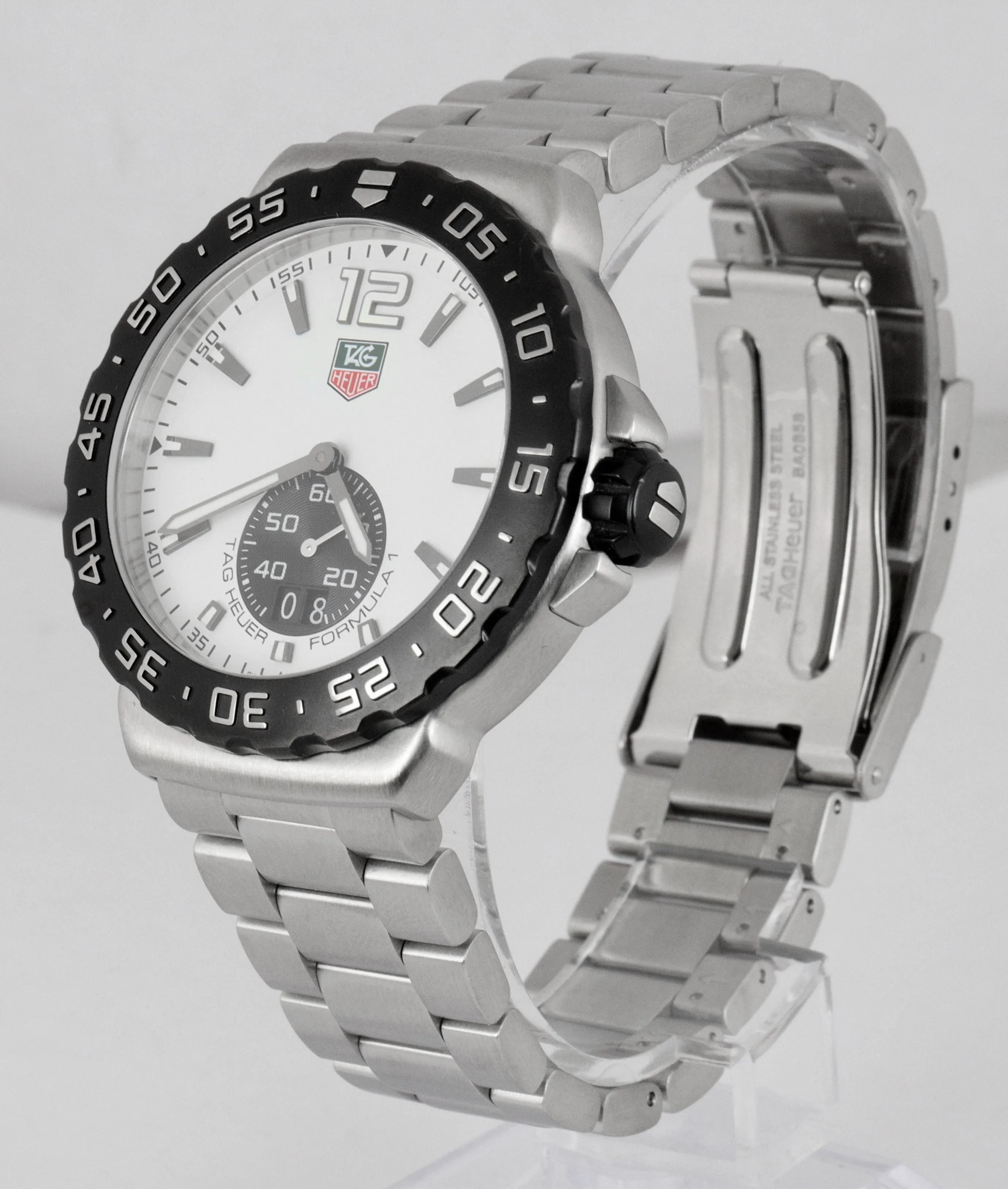 MINT Tag Heuer Formula 1 Grande Date WAU1111 42mm Chrono Stainless White Watch