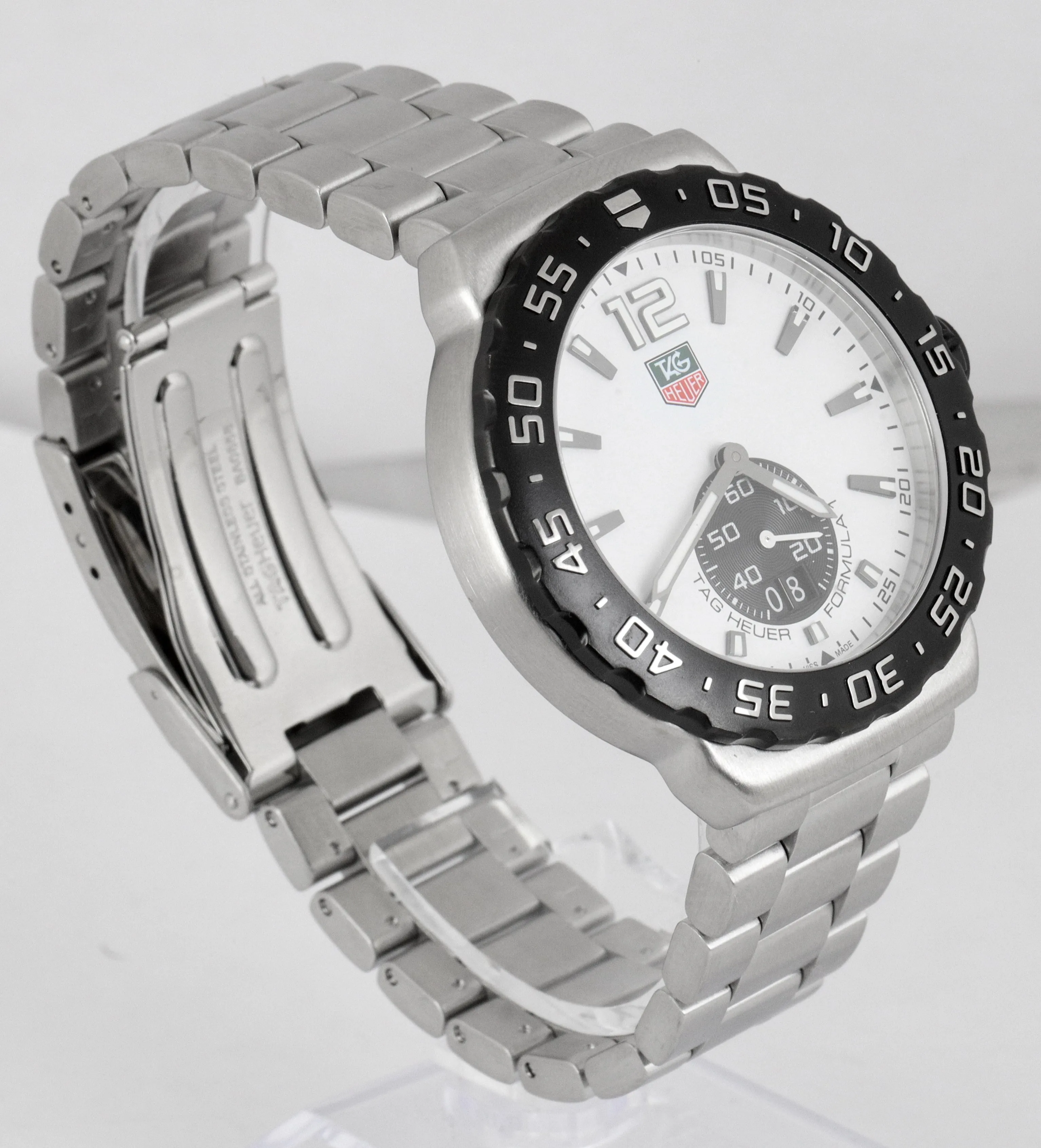MINT Tag Heuer Formula 1 Grande Date WAU1111 42mm Chrono Stainless White Watch
