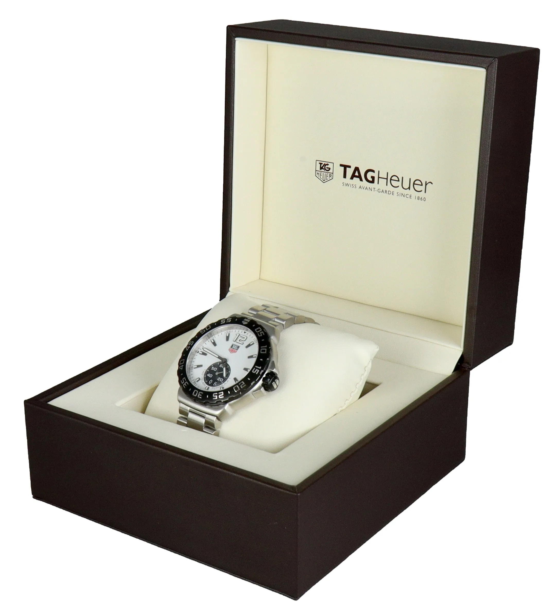 MINT Tag Heuer Formula 1 Grande Date WAU1111 42mm Chrono Stainless White Watch