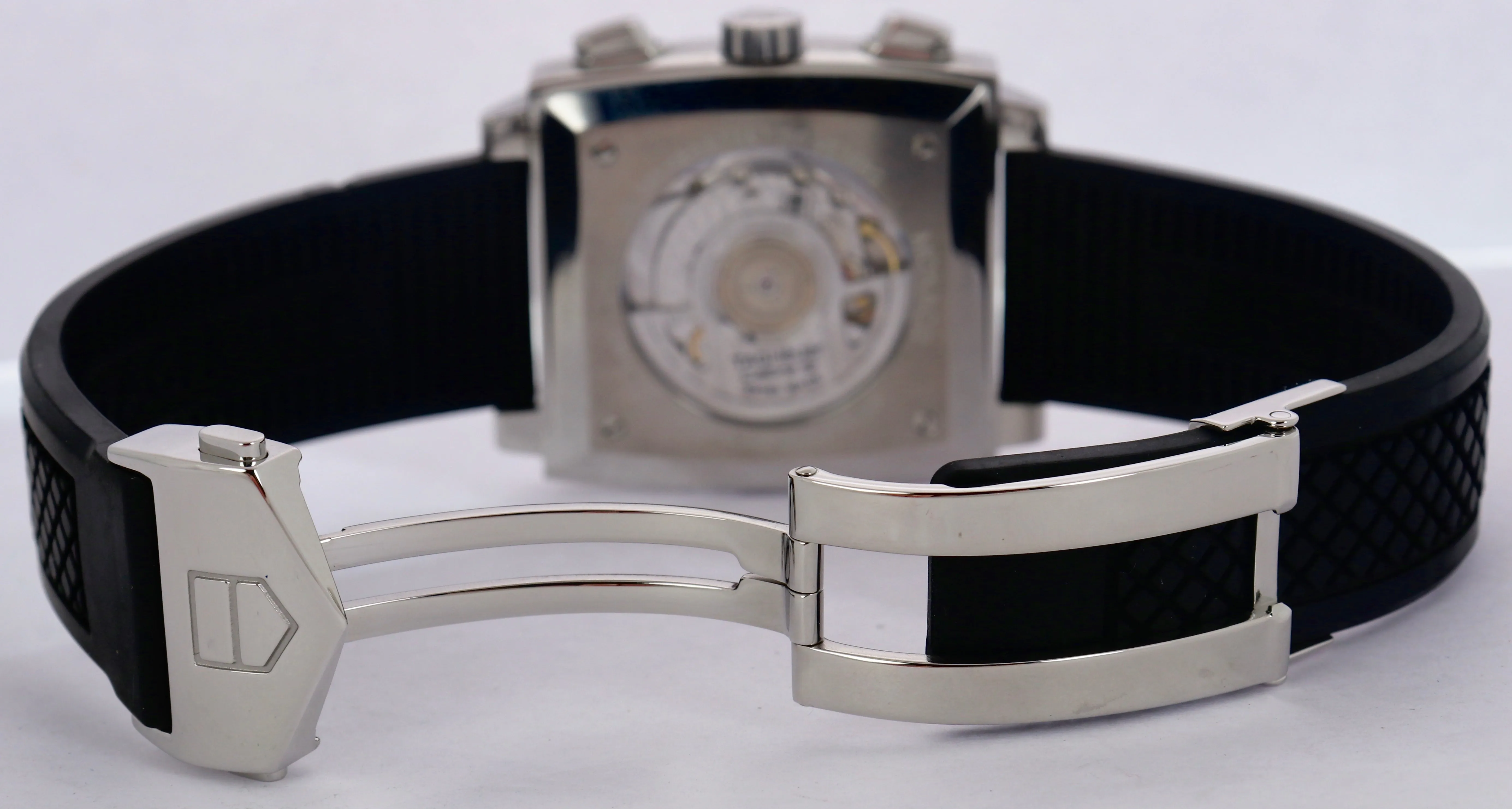 MINT TAG Heuer Monaco Calibre 12 Chronograph Black Stainless CAW2114 39mm Watch