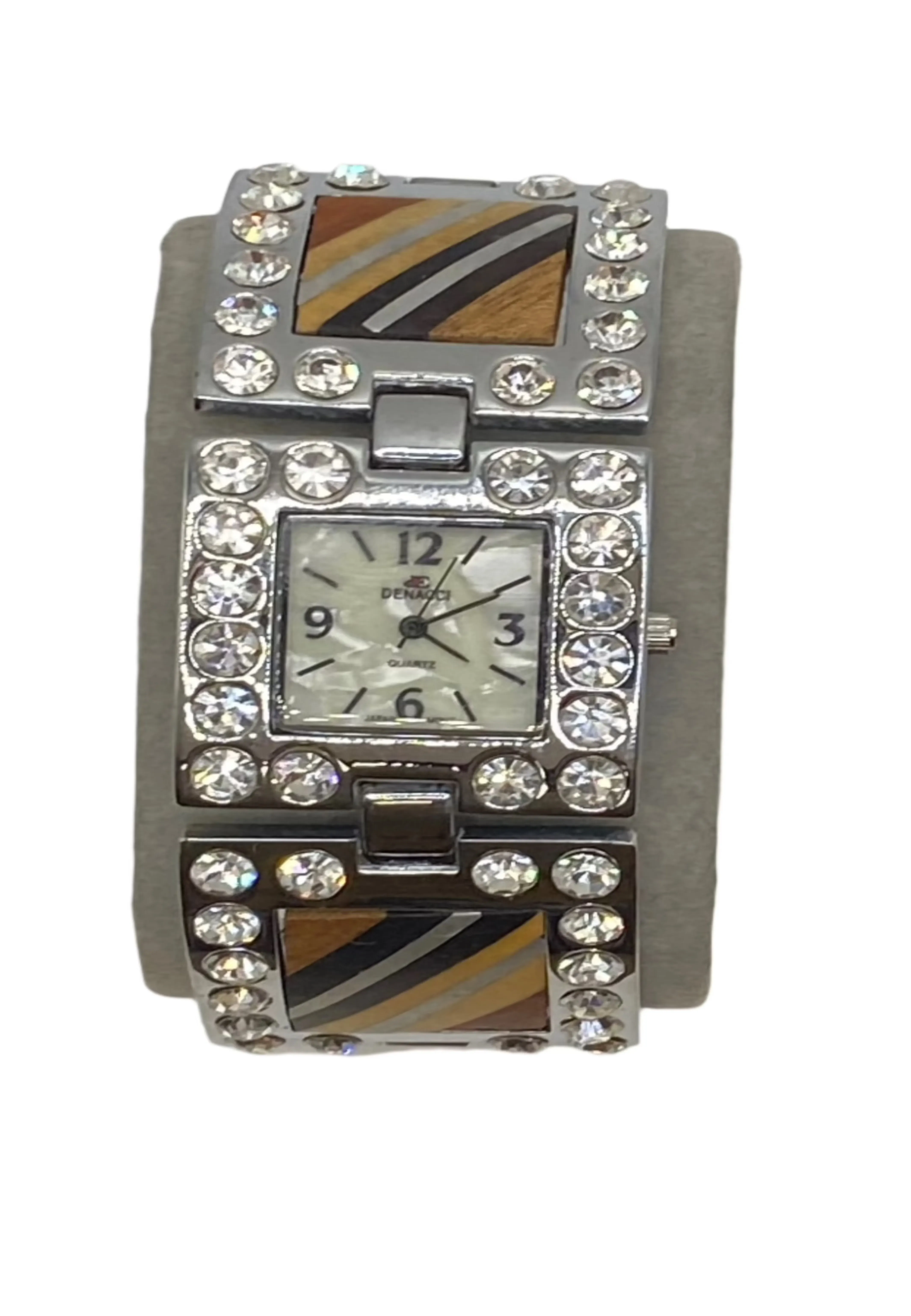 Misty Blue Alena - Jeweled Crystal And Wooden Accent Watch