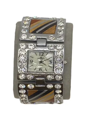 Misty Blue Alena - Jeweled Crystal And Wooden Accent Watch