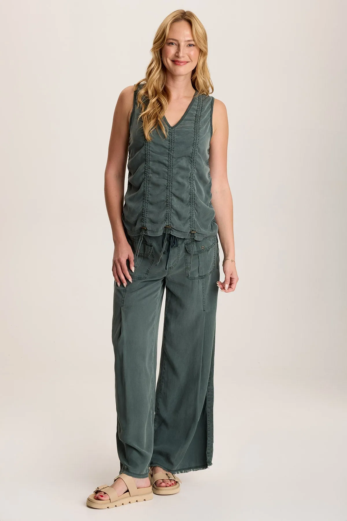 Mitzi Twill Cinched Cord Tank