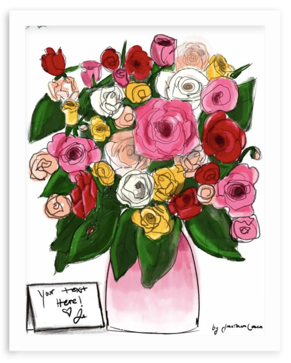 Mixed Roses with Framing