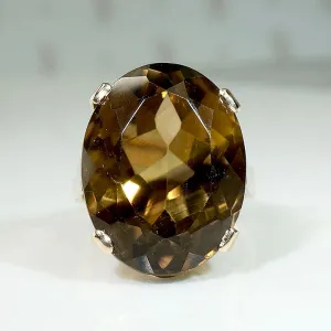 Mod Smoky Quartz in Gold Petaled Cocktail Ring