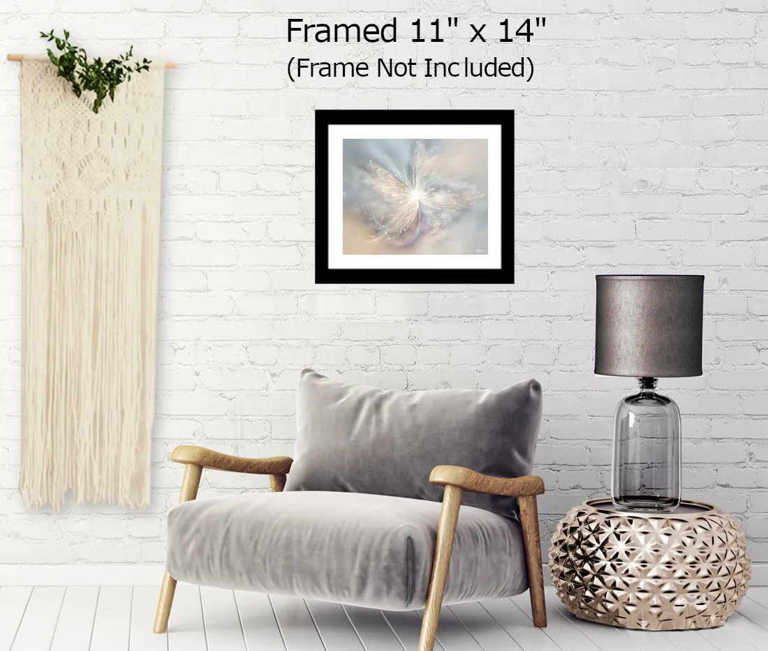 Modern Abstract Angel Art Print in Soft Pastel Colors, Positive Energy and Symbolism - "The Angelic Realm"