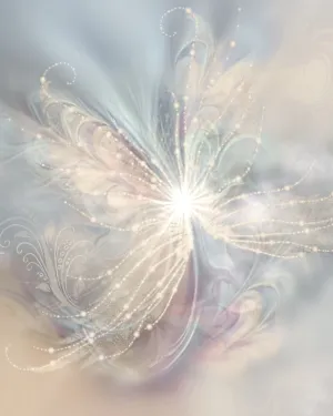 Modern Abstract Angel Art Print in Soft Pastel Colors, Positive Energy and Symbolism - "The Angelic Realm"