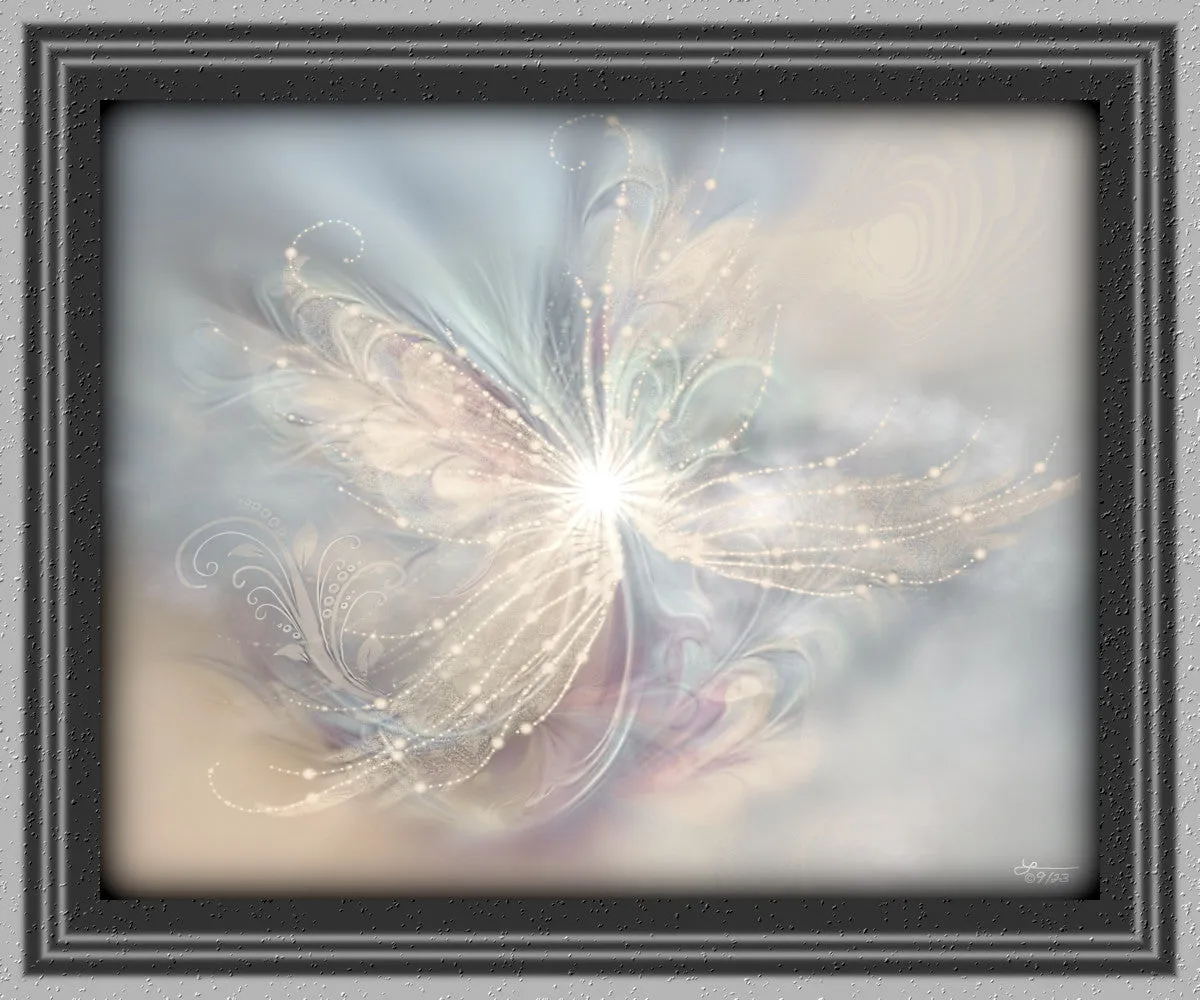Modern Abstract Angel Art Print in Soft Pastel Colors, Positive Energy and Symbolism - "The Angelic Realm"