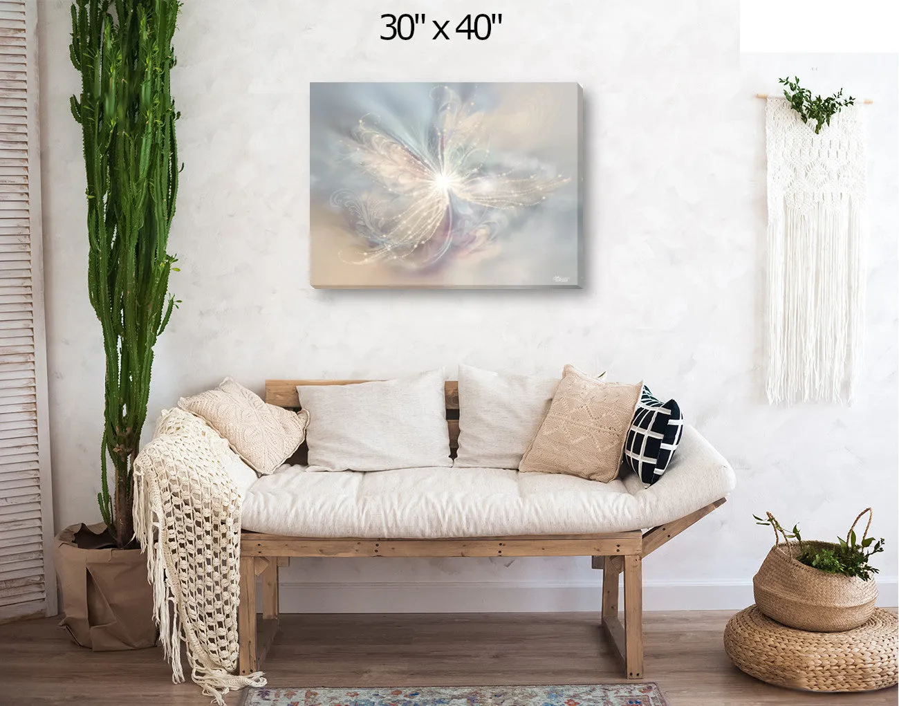 Modern Abstract Angel Art Print in Soft Pastel Colors, Positive Energy and Symbolism - "The Angelic Realm"