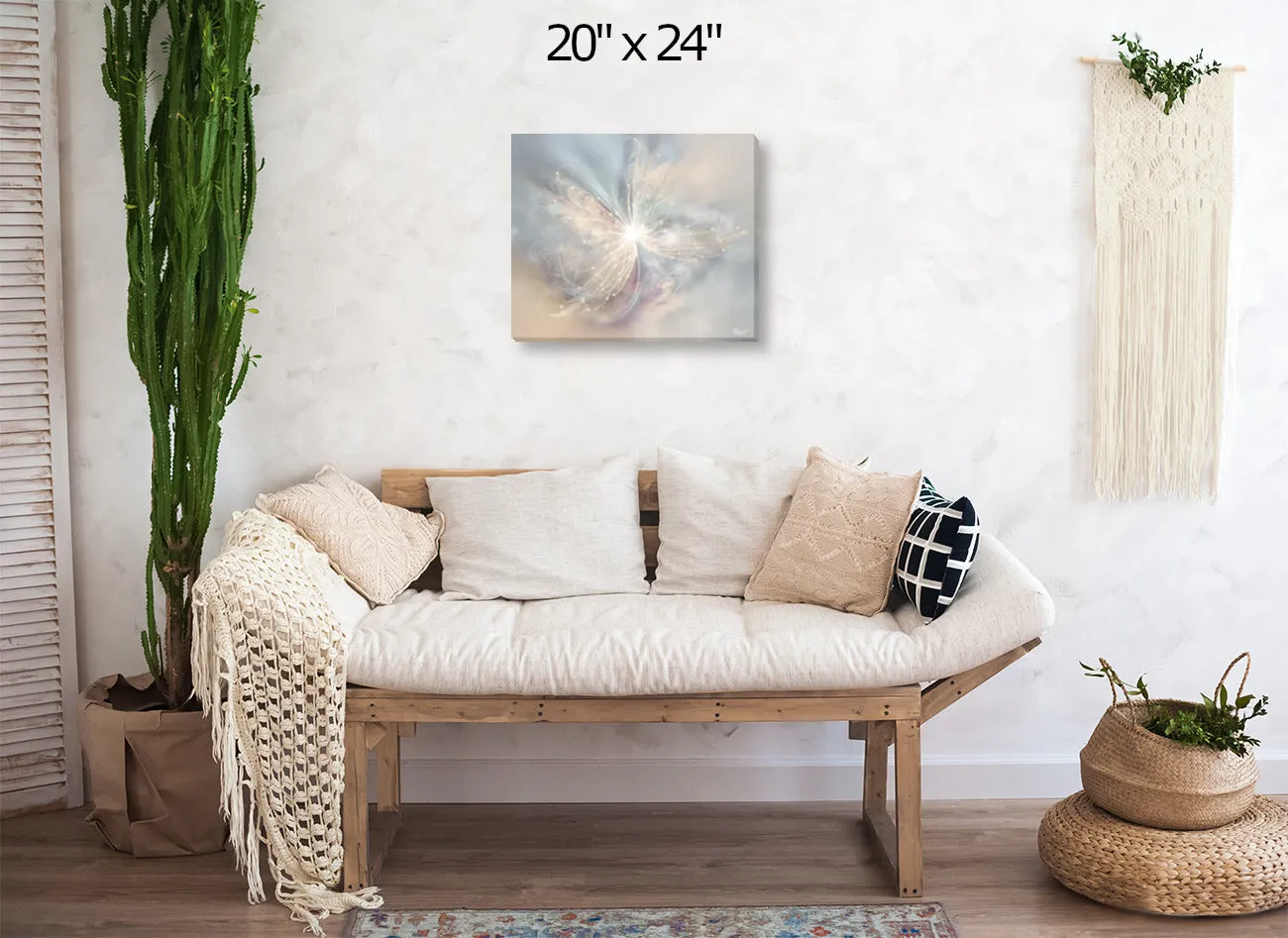 Modern Abstract Angel Art Print in Soft Pastel Colors, Positive Energy and Symbolism - "The Angelic Realm"