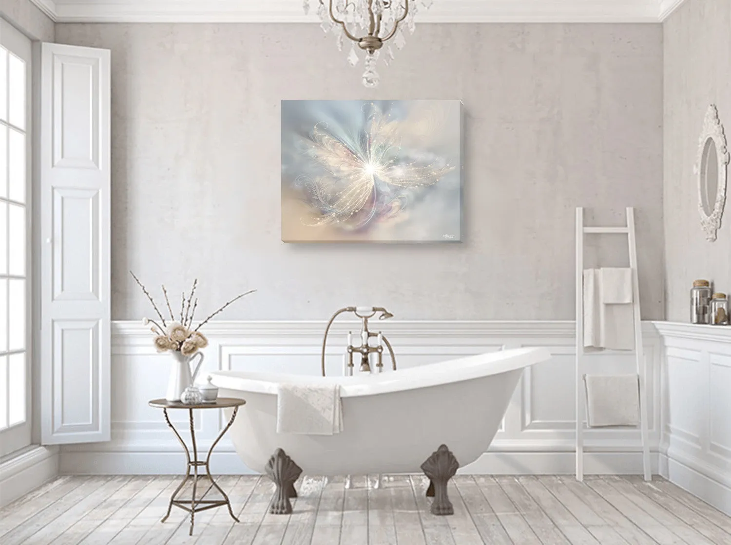 Modern Abstract Angel Art Print in Soft Pastel Colors, Positive Energy and Symbolism - "The Angelic Realm"