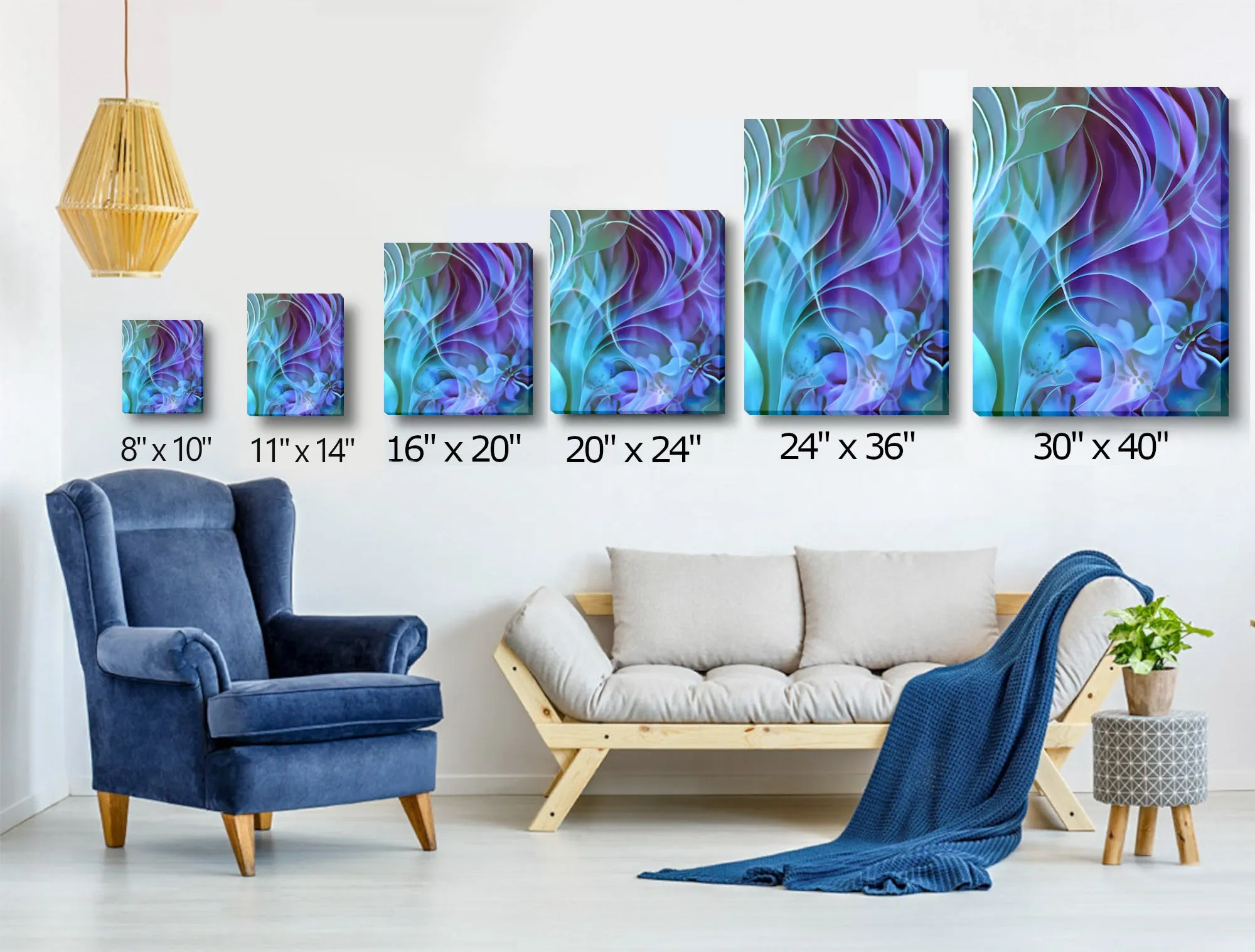 Modern Abstract Art Print in Purples and Blues, Contemporary Artwork Home Decor - "Natural Flow"