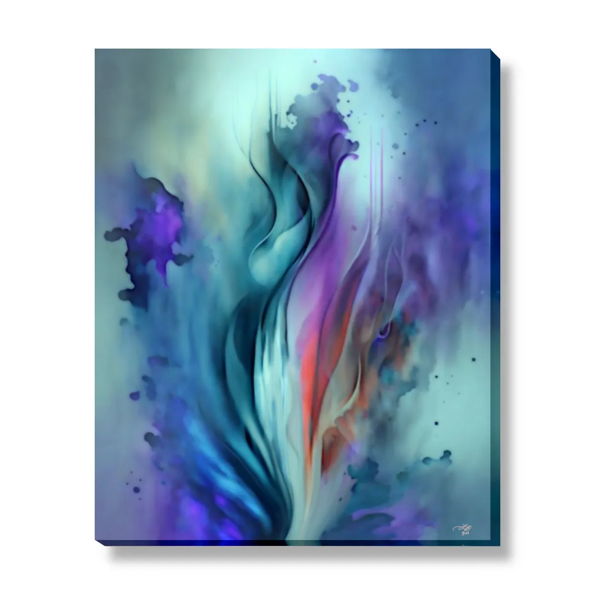 Modern Abstract Flower Art Print in Purple and Teal with Positive Energy and Symbolism - "When Flowers Dream"