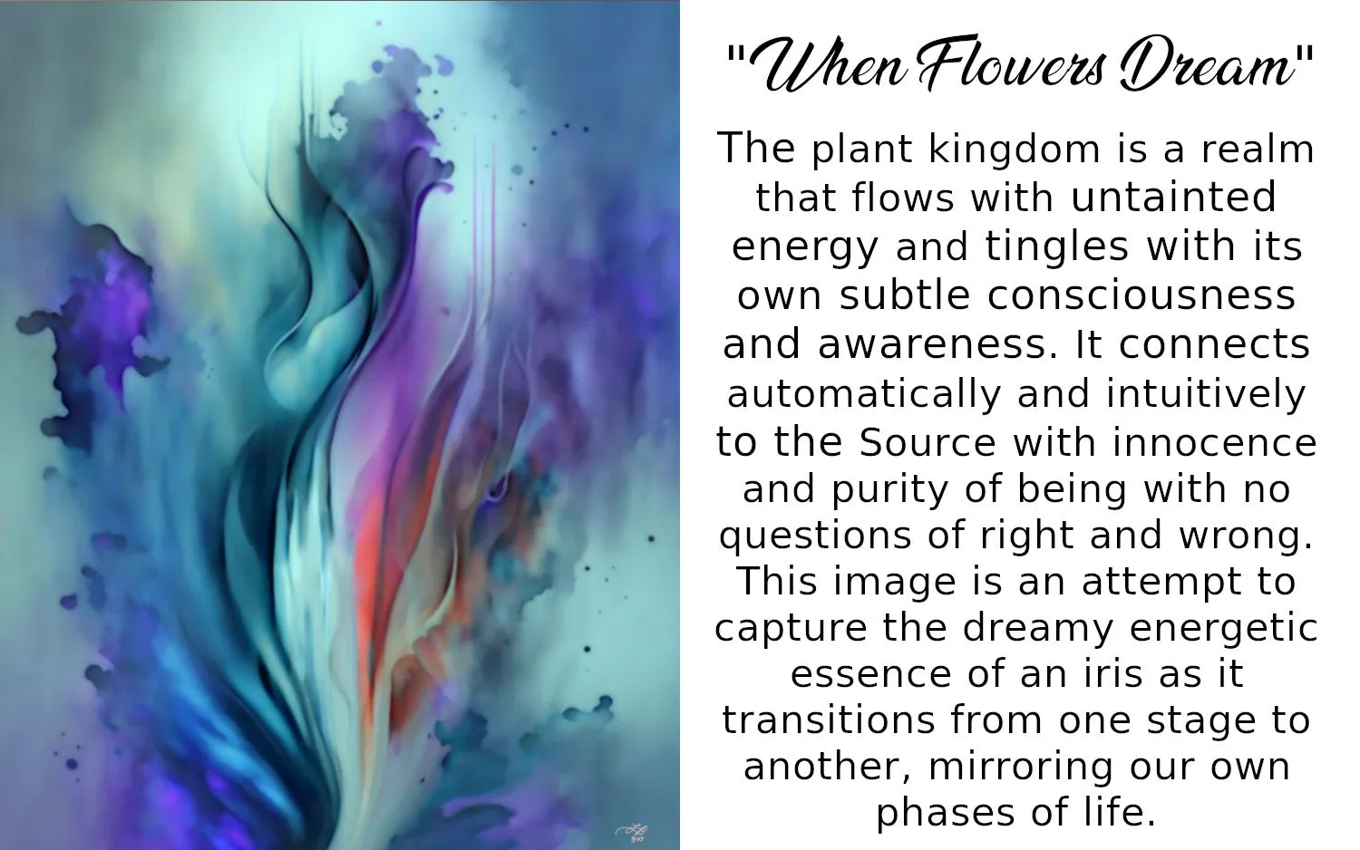Modern Abstract Flower Art Print in Purple and Teal with Positive Energy and Symbolism - "When Flowers Dream"