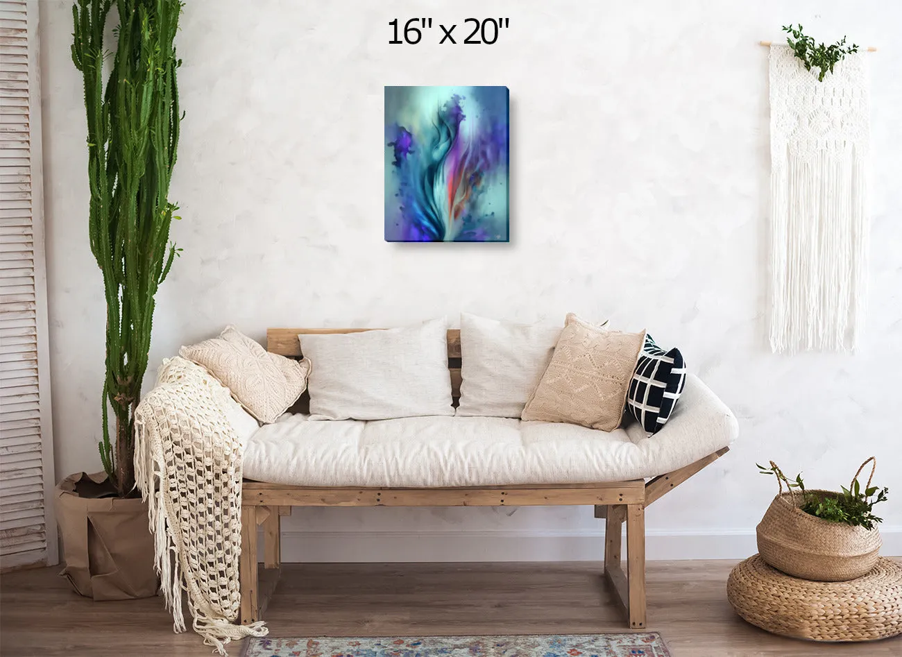 Modern Abstract Flower Art Print in Purple and Teal with Positive Energy and Symbolism - "When Flowers Dream"