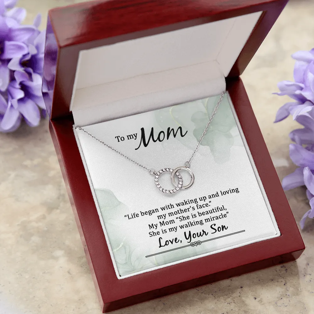 Mom Circle Necklace-My walking miracle, From Son