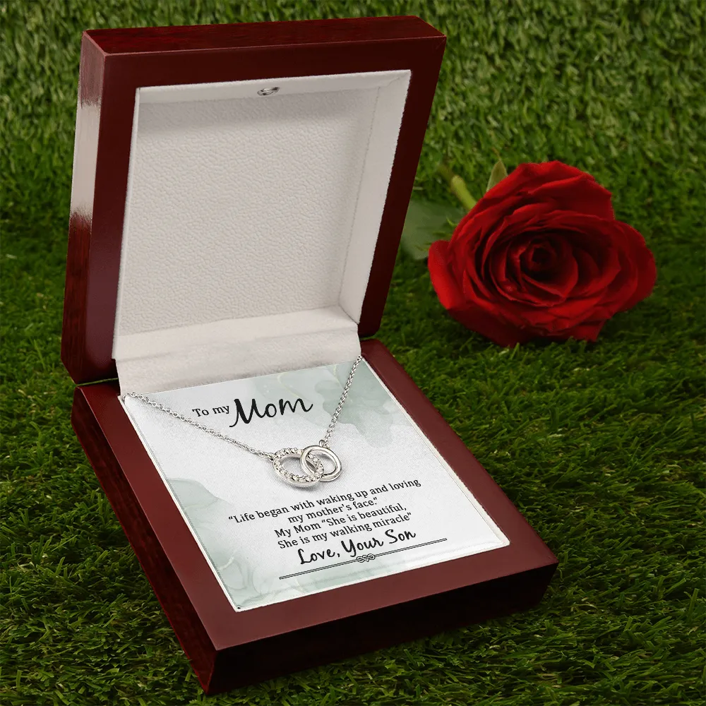 Mom Circle Necklace-My walking miracle, From Son