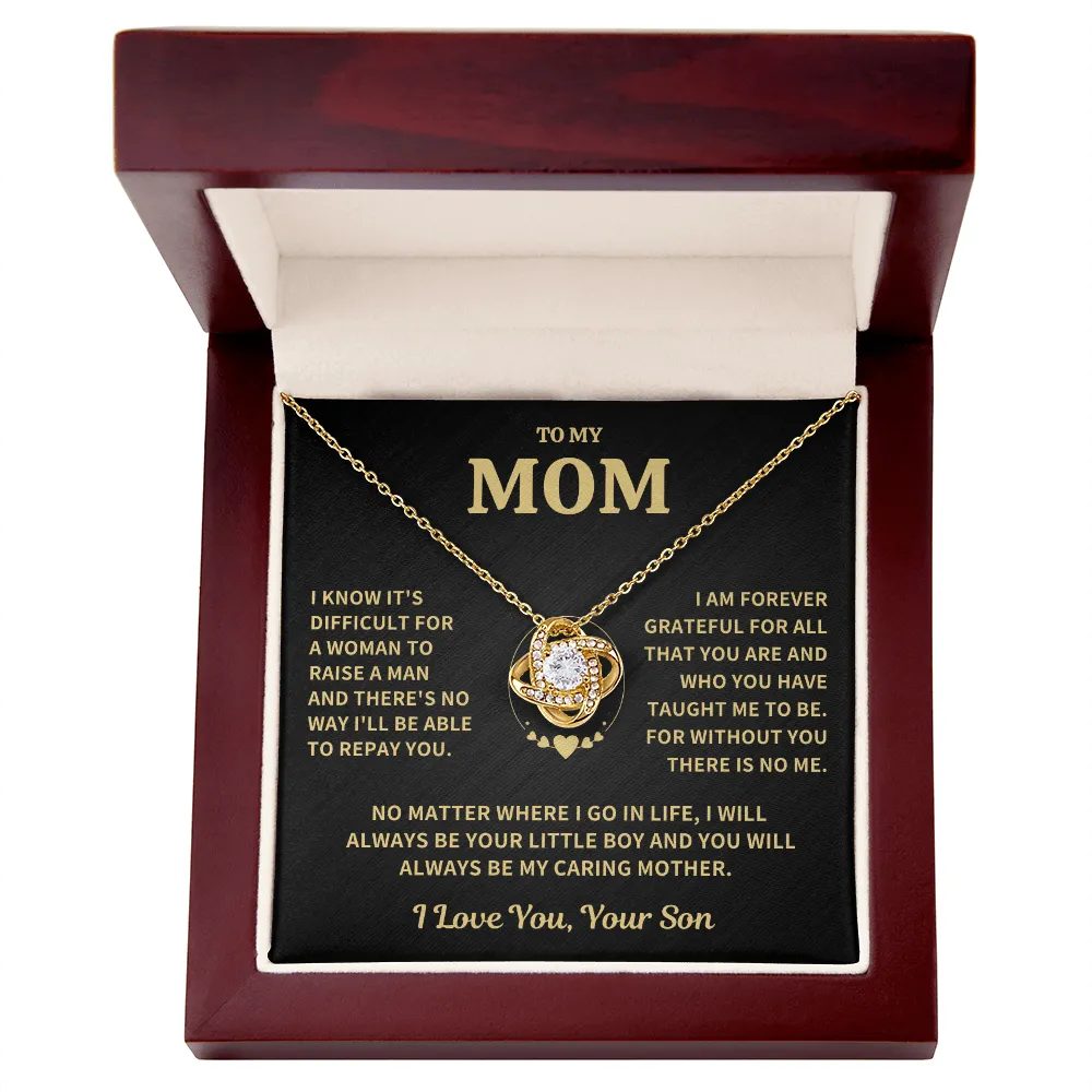 Mom Gift From Son, "Forever Grateful",Knot Necklace