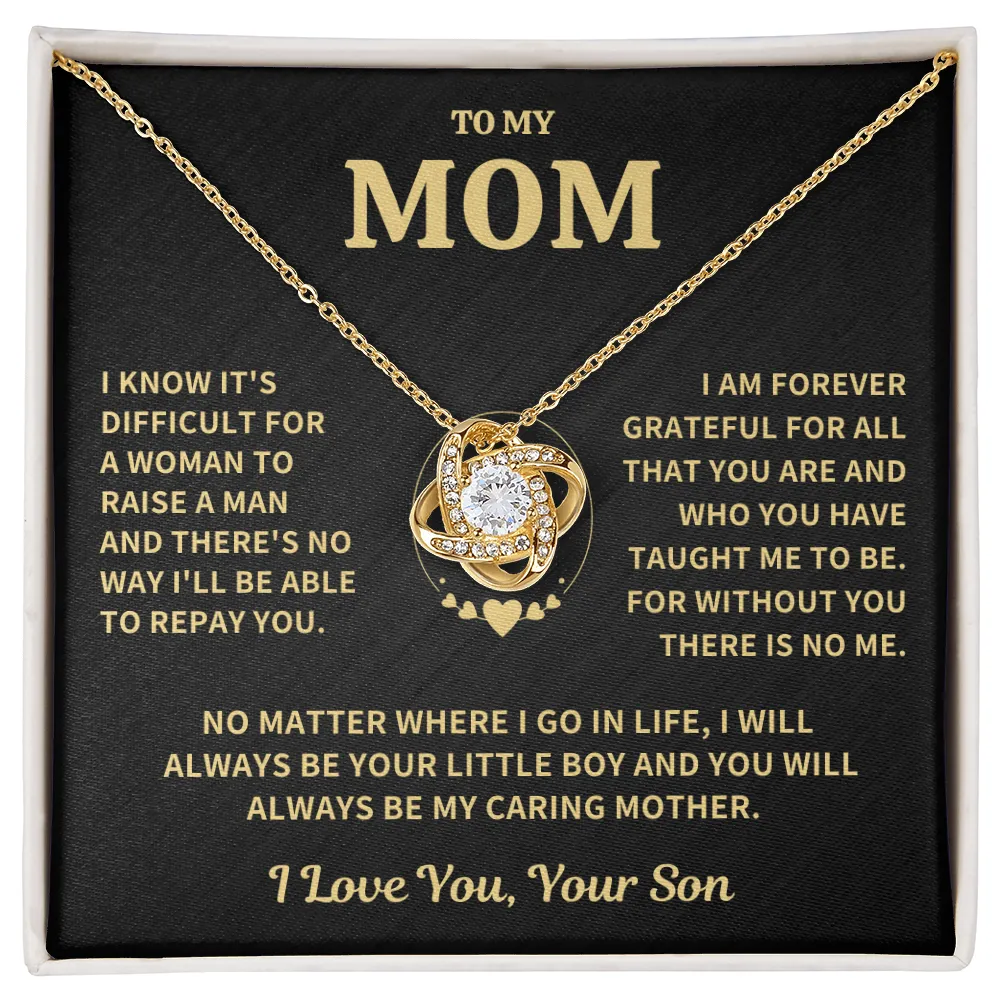 Mom Gift From Son, "Forever Grateful",Knot Necklace