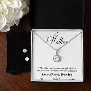 Mom Solitaire Jewelry Set, From Son-Sweetest gift from God
