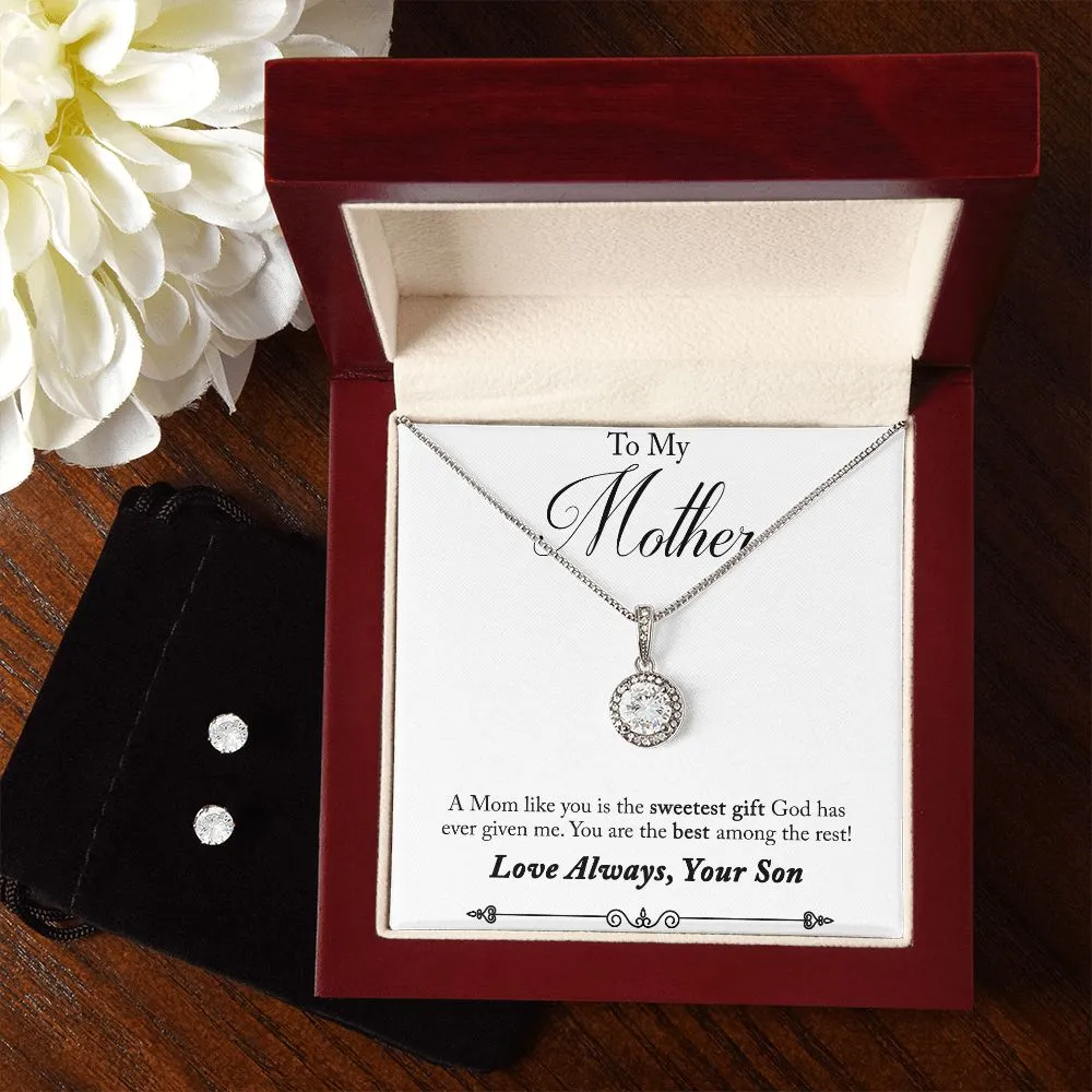 Mom Solitaire Jewelry Set, From Son-Sweetest gift from God