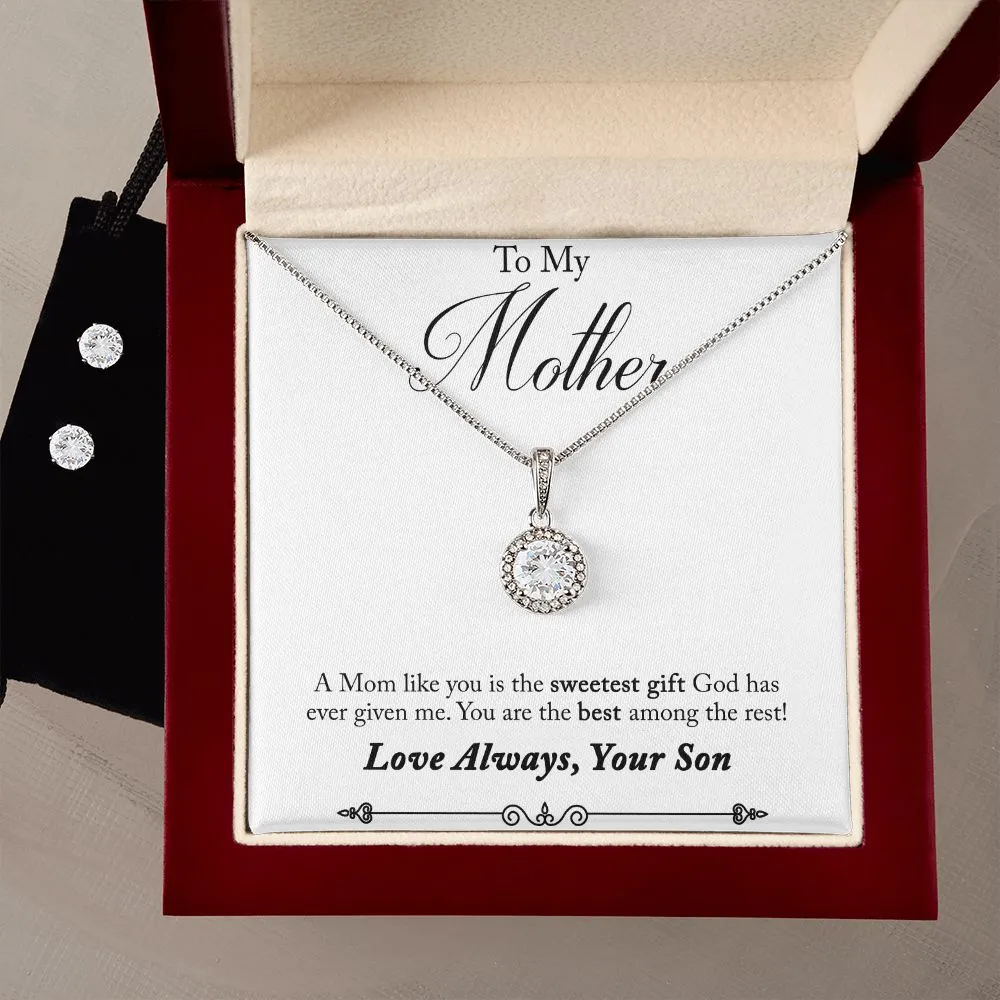 Mom Solitaire Jewelry Set, From Son-Sweetest gift from God