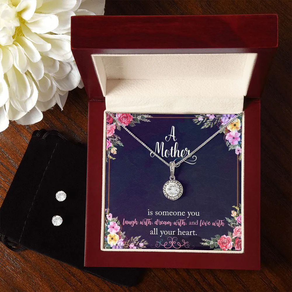 Mom Solitaire Jewelry Set-Laugh, dream, love