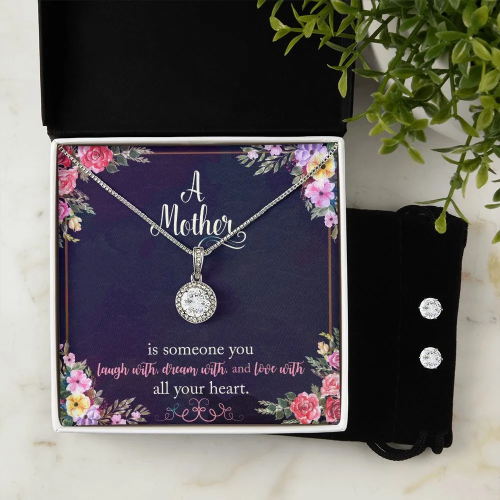 Mom Solitaire Jewelry Set-Laugh, dream, love